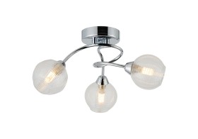 D1064CH  Beatrix 36cm Round Flush Ceiling, 3 x G9, Polished Chrome/Clear Glass